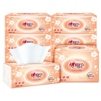心相印经典抽纸 150抽 8包2层 纸巾餐巾纸