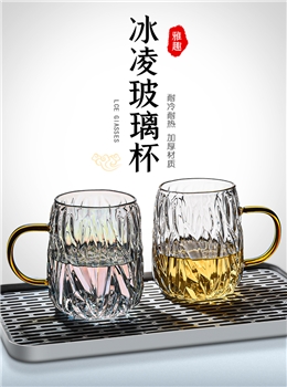 小众设计师杯子ins复古透明玻璃水杯 两只装